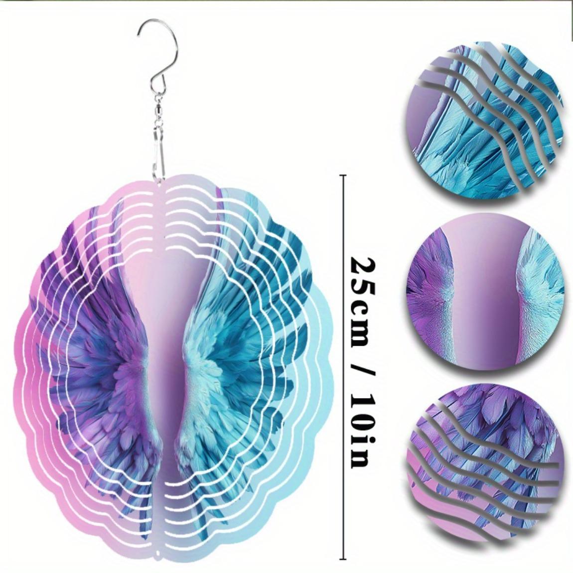 

Подвесная музыка ветра с ярким дизайном перьев, вращающийся на 360 градусов крючок, металлическое искусство для декора сада, патио, балкона, не требует батареек, подарок для всех сезонов 01A