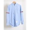 White Shirt for Men and Couples, Spring and Summer Pure Cotton Oxford Fabric, Business Casual Four-Stripe Tape, Plus-Size Long-Sleeve Shirt for Women