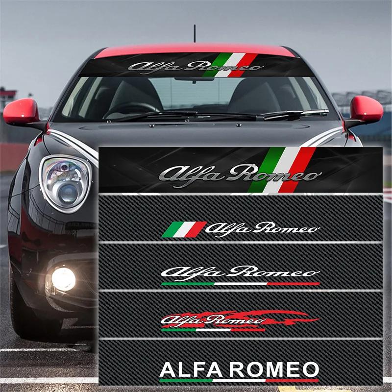 ZOPJT1 Carbon Fibre Color Car Windshield Sticker Decal for Alfa Romeo Logo Stelvio Brera Giulia 166 156 159 147 155 Mito GT Giulietta