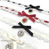 Fashionable Necklace Bowknot Heart Pendant Neckchain Adjustable Lace Choker Handmade Collarbone Chain Gifts for Women