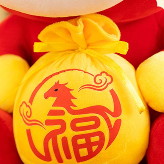 Horse Doll Auspicious Meaning PP Cotton Filling Plush Toy Traditional Zodiac Horse Theme Good Luck Doll
