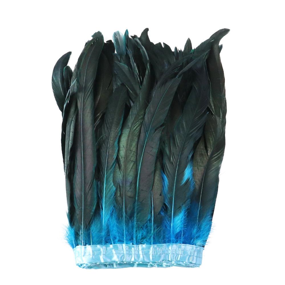 2M Cock Tail Feather Cloth Edge Decoration 25-30Cm 10-12 Inch Chicken Feather Ribbon Wedding Party Decoration Dress