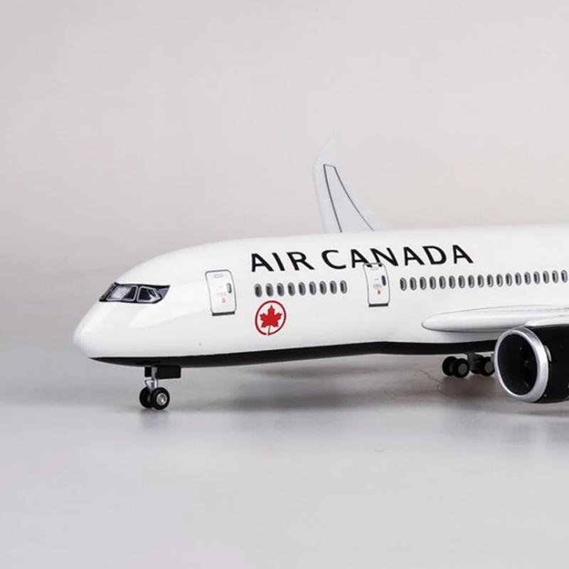 B787 47cm Canada Black Plane 1:130 Scale With Light Diecast Resin Model 787 Airplane Home Collection Aircraft