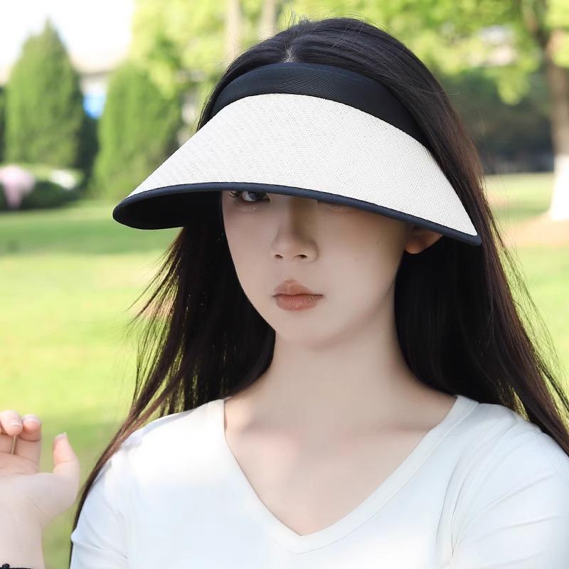 Women's Large Brim Black Straw Sun Hat - Anti-UV Face-Shading Summer Hat