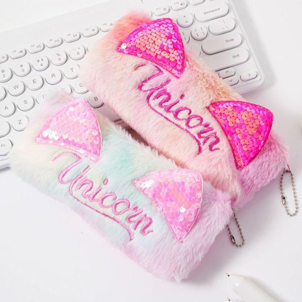 

Plush Pencil Case Large Capacity Stationery Bag Multifunctional Stationery Organizer School Office фіолетовий