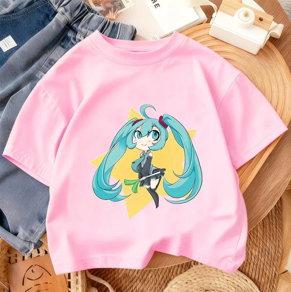 Boys Girls Summer Tee Hatsune Miku Trendy Cartoon Design 2026 Casual Crew Neck Wear 314 Age 100