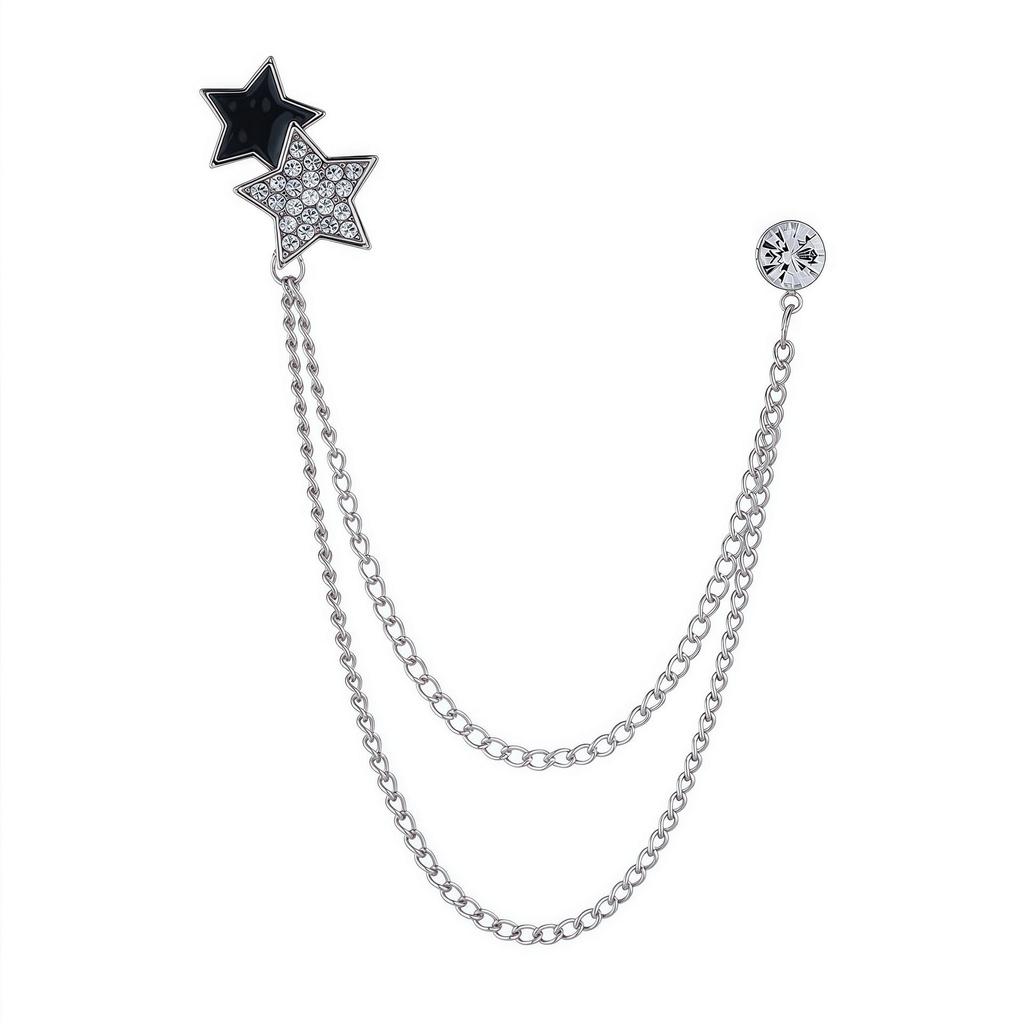 Men's Luxury Lapel Pin Brooch Set - High-End Suit Chain Badge for New Year Gift