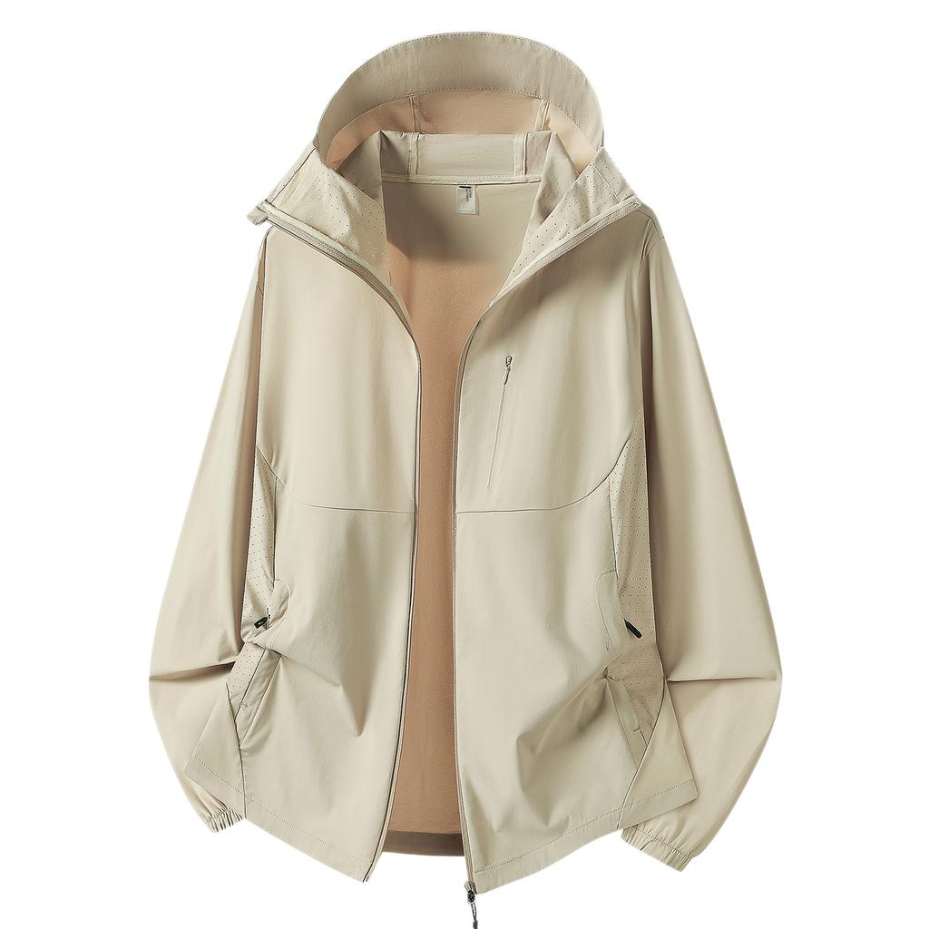 Summer new outdoor sunscreen clothes UPF10 + ice silk light and breathable hooded skin clothes group buying clothes