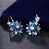 Snowflake Stud Earrings: Elegant Blue Diamond Gift for Women - Perfect for Christmas & Valentine's Day