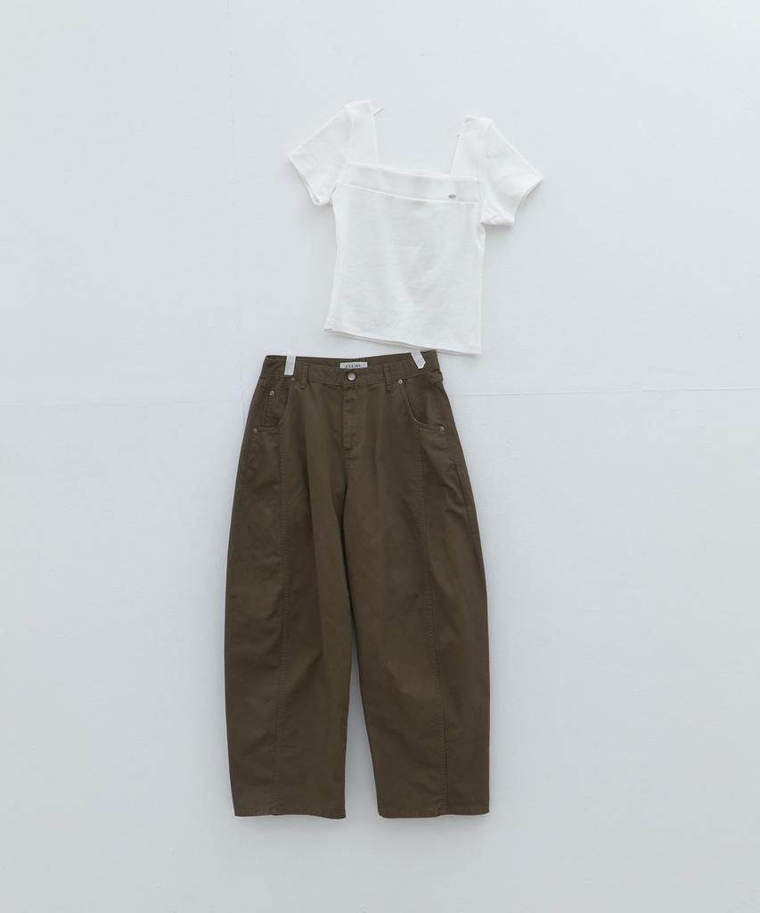 CLUNY Line Point Half Sleeve T-Shirt - Ivory