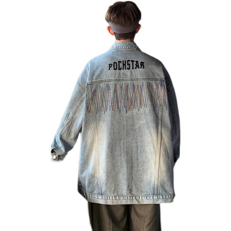 2025 American Vibe High Street Jacket Men's Spring Trendy Brand Retro Oversize Ruffian Handsome Versatile Denim Jacket