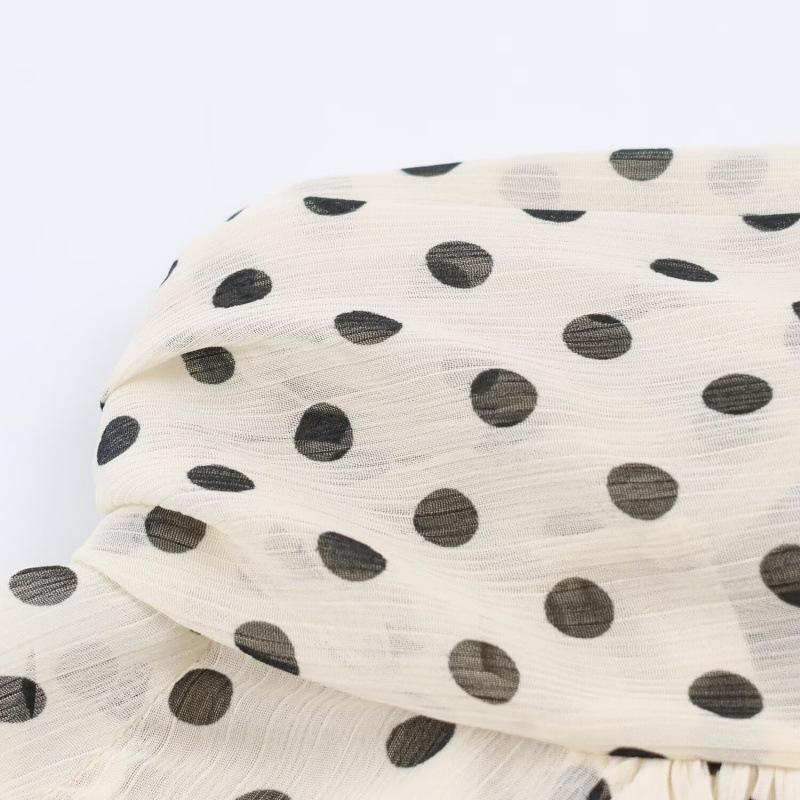 Women's Fashion: European and American Style Polka Dot Casual Loose Long Sleeve Shirt