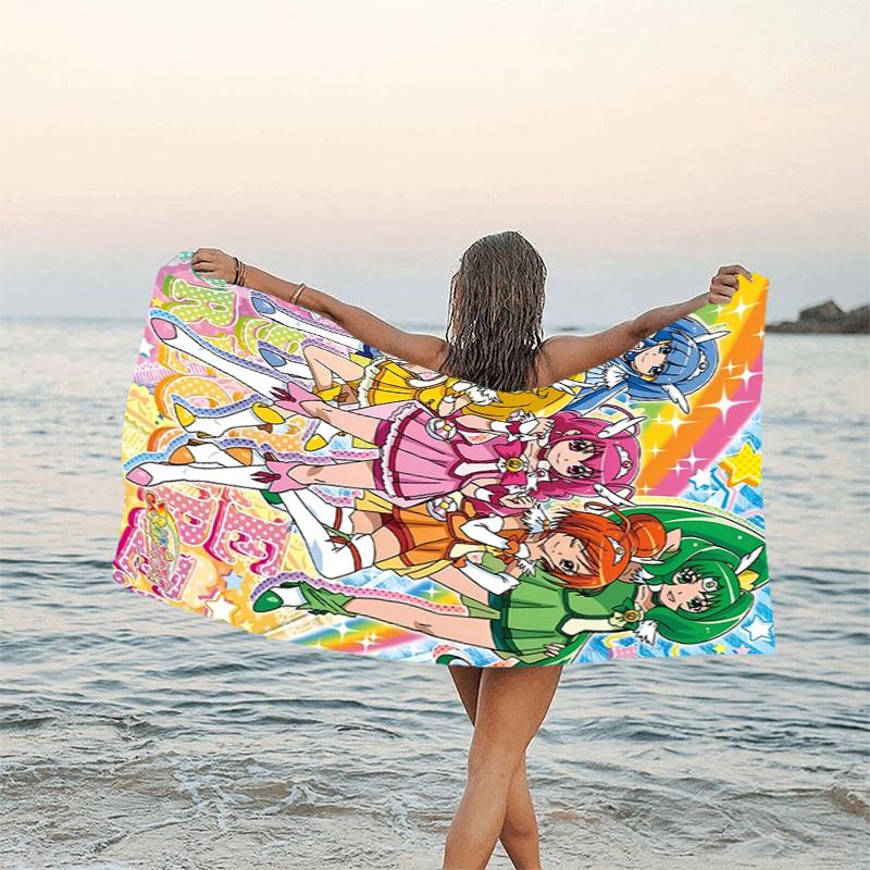 1pc Pretty Cure1 Beach Towel, Beach and Seaside Swimming Pool Equipment, Fashion Pattern, Rectangular, Travel Essentials