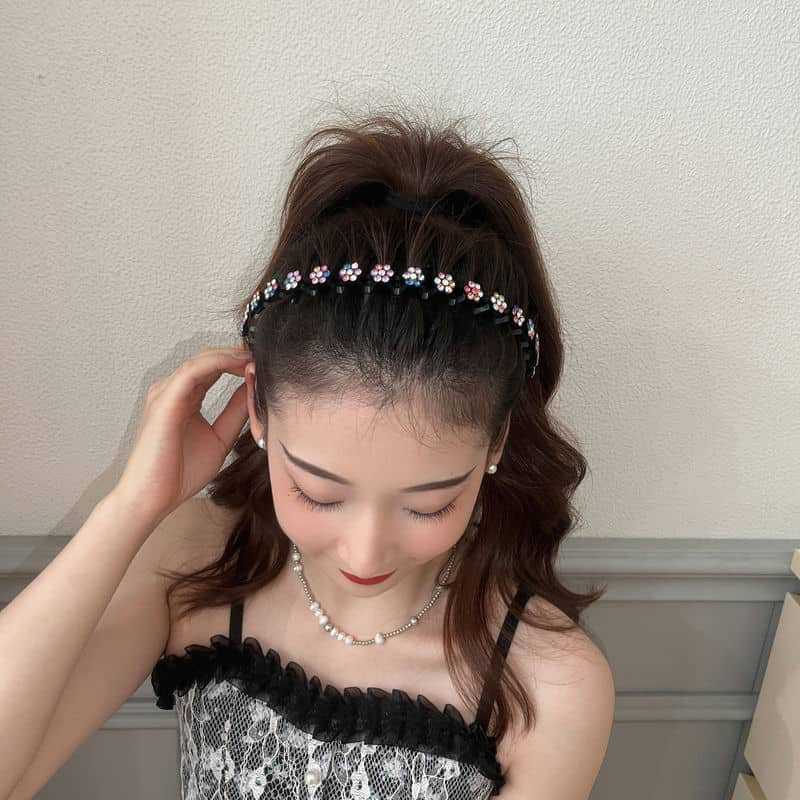 Non-slip Rhinestone Women Girls Headbands Solid Wave Hairbands Bezel Fashion Hair Hoop Ladies Boutique Hair Accessories