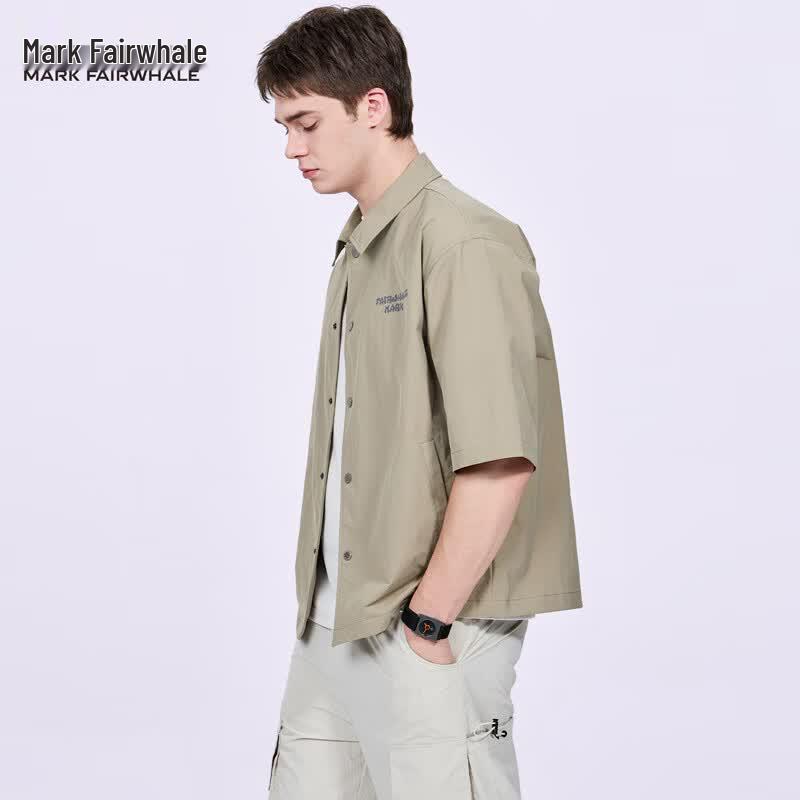 

Mark Fairwhale Men s Skin-Friendly Breathable Lapel Short Sleeve Shirt S