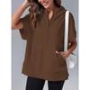 Women's Hooded Short Sleeve Half Zip Oversized Casual Sweatshirt With Pockets