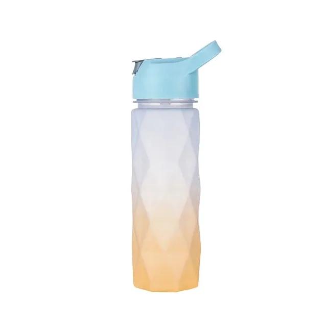 600ML Gradient Sports Water Bottle For Girls Plastic Water Bottles With Straw Portable Drinking Bottle For Outdoor Travel Gym