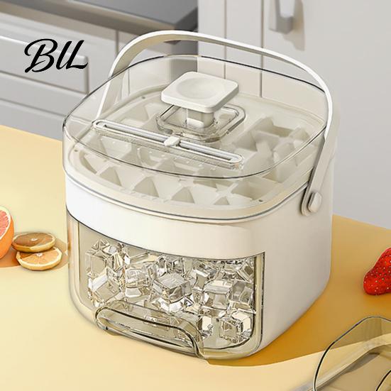 Convenient Ice Cube Tray 2-in-1 Press-Release with Storage Bin 48-Cavity Double-Layer 48 Maker for Freezer BPA-Free Container Home Camping Party