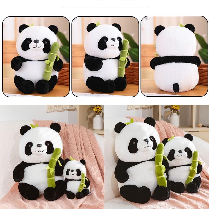 Cute And Cuddly Sitting Panda Plush Toy With Bamboo Perfect For Kids And Animal Lovers