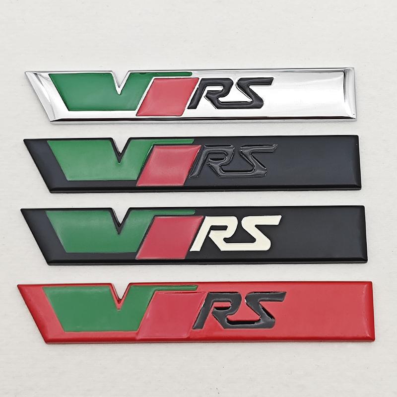 AAAJA1 NEW 3D Metal Car Letters Logo VRS Front Grille Side Fender Trunk Badge Label For Skoda VRS Sticker Emblem Auto Accessories