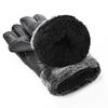 Autumn And Winter Men'S Pu Washed Leather Simulation Leather Fur Gloves Keep Warm Outdoor Cycling Manufacturers Wholesale Keep Warm Thicker