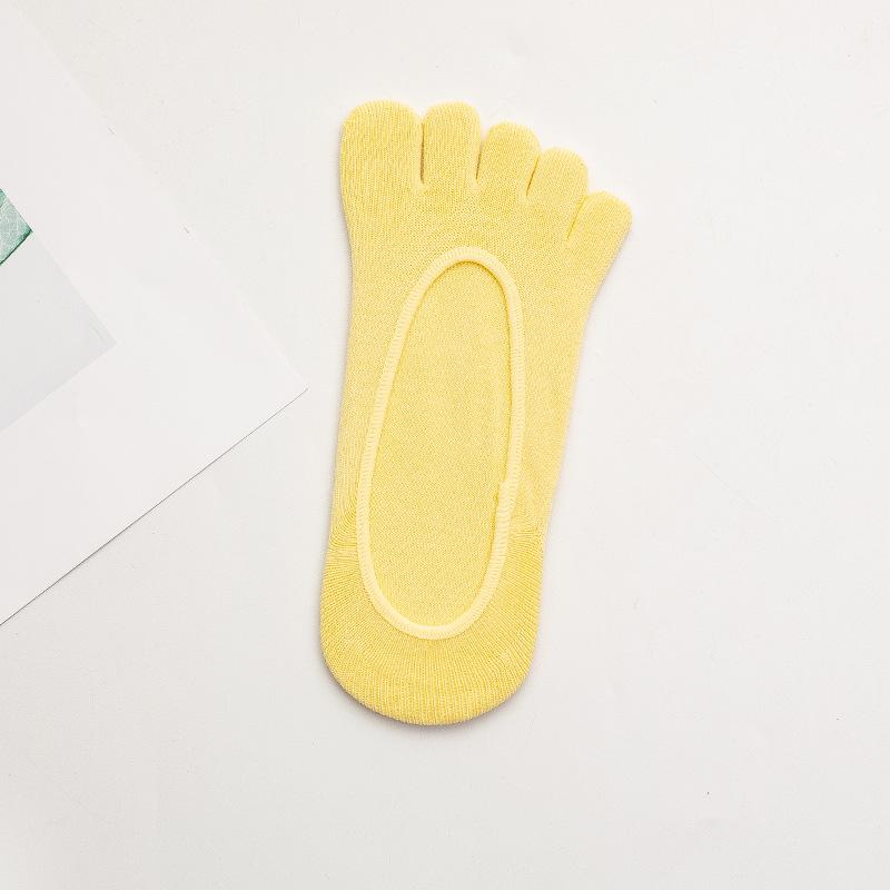 Women's Summer Candy Color Five-Toe Low-Cut Non-Slip Cotton Socks - Absorbent & Breathable