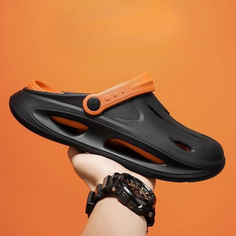 Fashion Hole Male Slipper Beach 2025 Fashion Clappers Shoe Rubber Summer Sale Adult Mascullino Casual Elegant Low Price Y2k Slides Men's