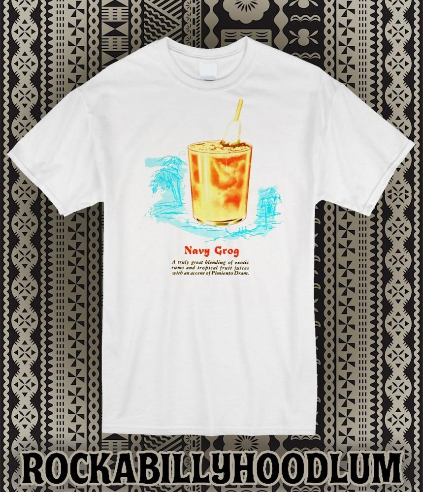 Retro Tiki Tee T Shirt Rum Mug Restaurant Bar Cocktail Drink Navy Grog Unisex T-Shirt S