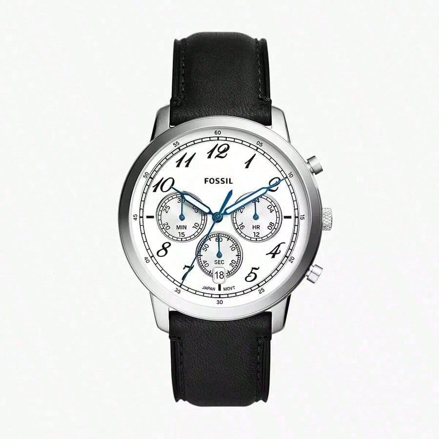 

Fossil Neutra Chronograph White Dial Black Leather Strap Quartz Watch for Men -FS6023 белый