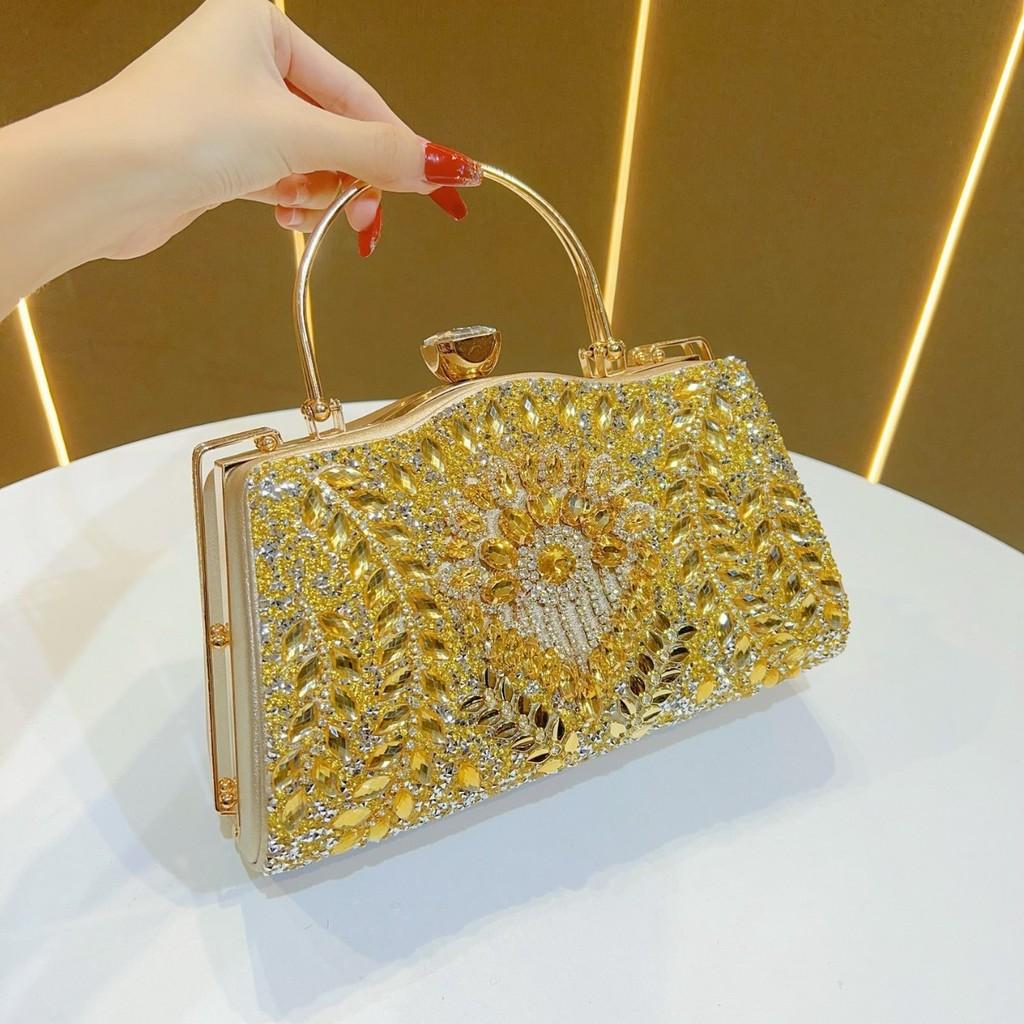 Pu Leather Large Capacity Evening Bag With Sparkling Embellishments For Formal Occasions