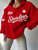 Retro Street Style Loose Hoodie Women's Shorelines Retro No.13 Clover Printed Top Street Style Hoodie