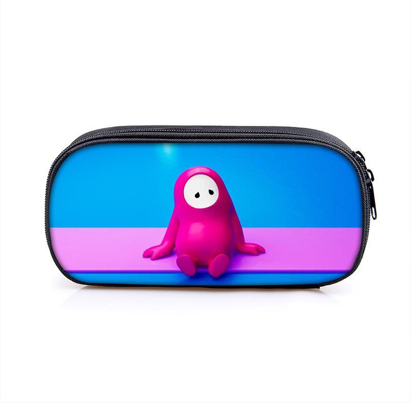 Fall Guys Cartoon Pencil Case For Students With Nylon Material Storage Organizer