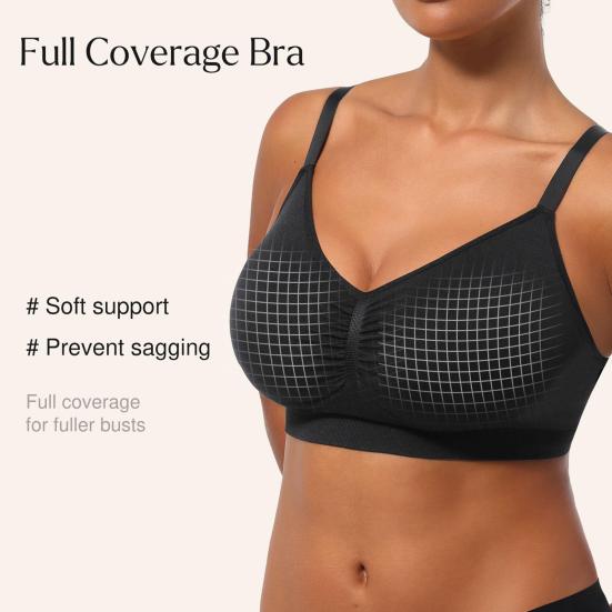 Sports Bras for Women Wireless Soft Workout Bra Full Coverage Push Up