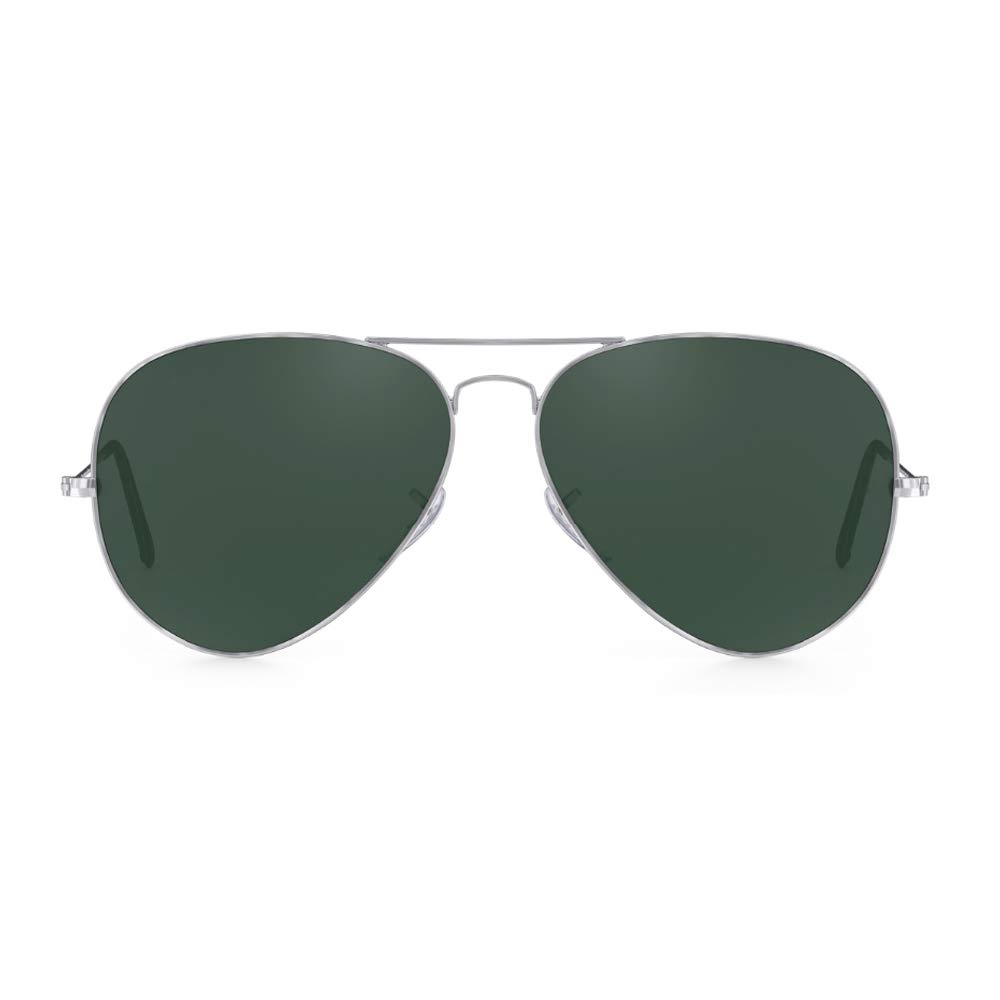 Polarized Sunglasses Classic Sunglasses Metal Mirror Lens UV 400 Protection [HiCycle2] 100% (Silver Frame/Gray)