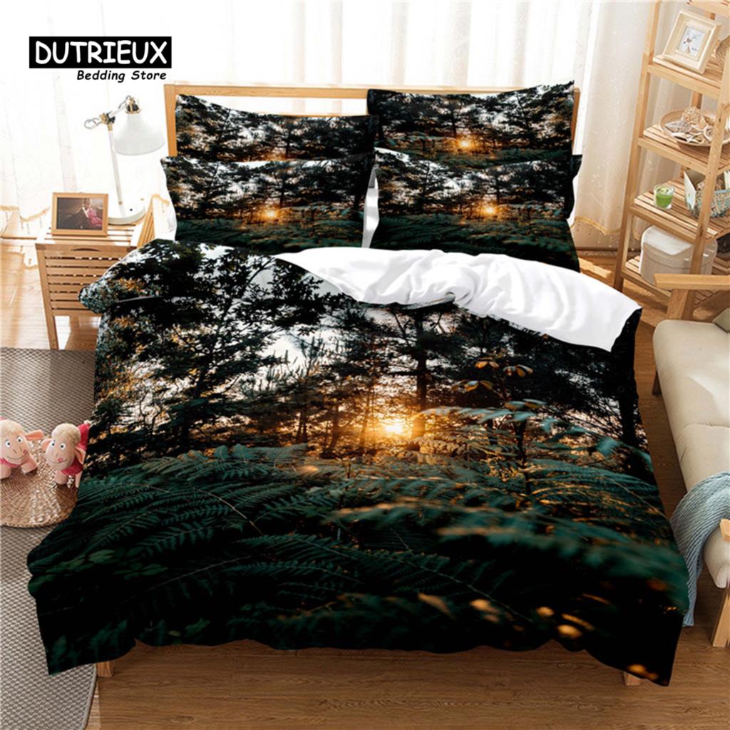 Colourful Woods Bedding Set, 3Pcs Duvet Cover Set, Soft Comfortable Breathable Duvet Cover, For Bedroom Guest Room Decor