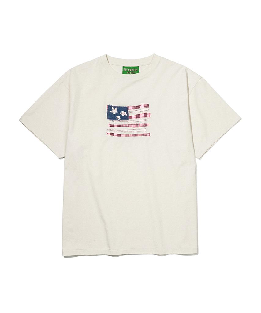 Maineimijeupiteo Usa Flag Applique T-Shirt - White