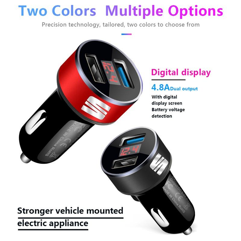 Car Charger 2 USB Ports Fast Charging Digital Display Car Accessories for SEAT Leon FR 5 6 MII Altea 5F Ibiza Toledo Cordoba Alhambra MK3
