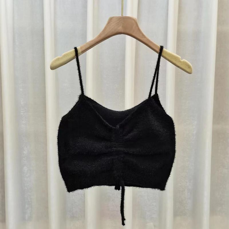 New Summer Hot Girl Design Trendy and Fashionable Fur Drawstring Suspender Vest Underwear for Women