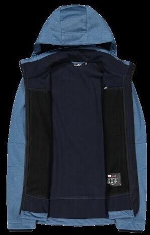 CMP Men's Mottled Softshell Jacket with Detachable Hood (3A01787N-M) Bluestone Mel.
