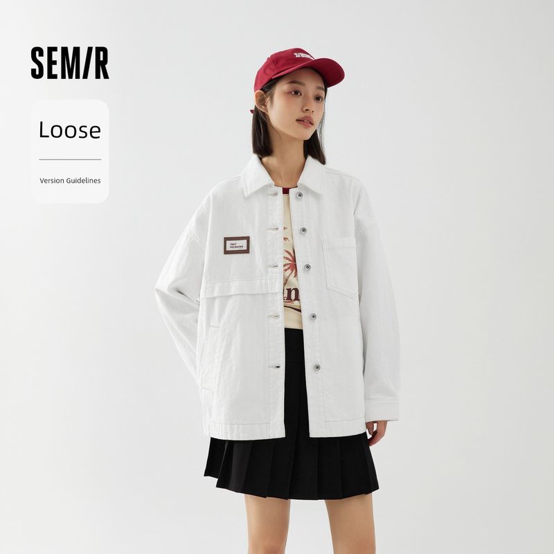 

Senma Mid Length Long Length Loose Pure Cotton Jacquard Denim Outwear Dark blue 80802(Tweed Style paragraph]) 150/76A/XS