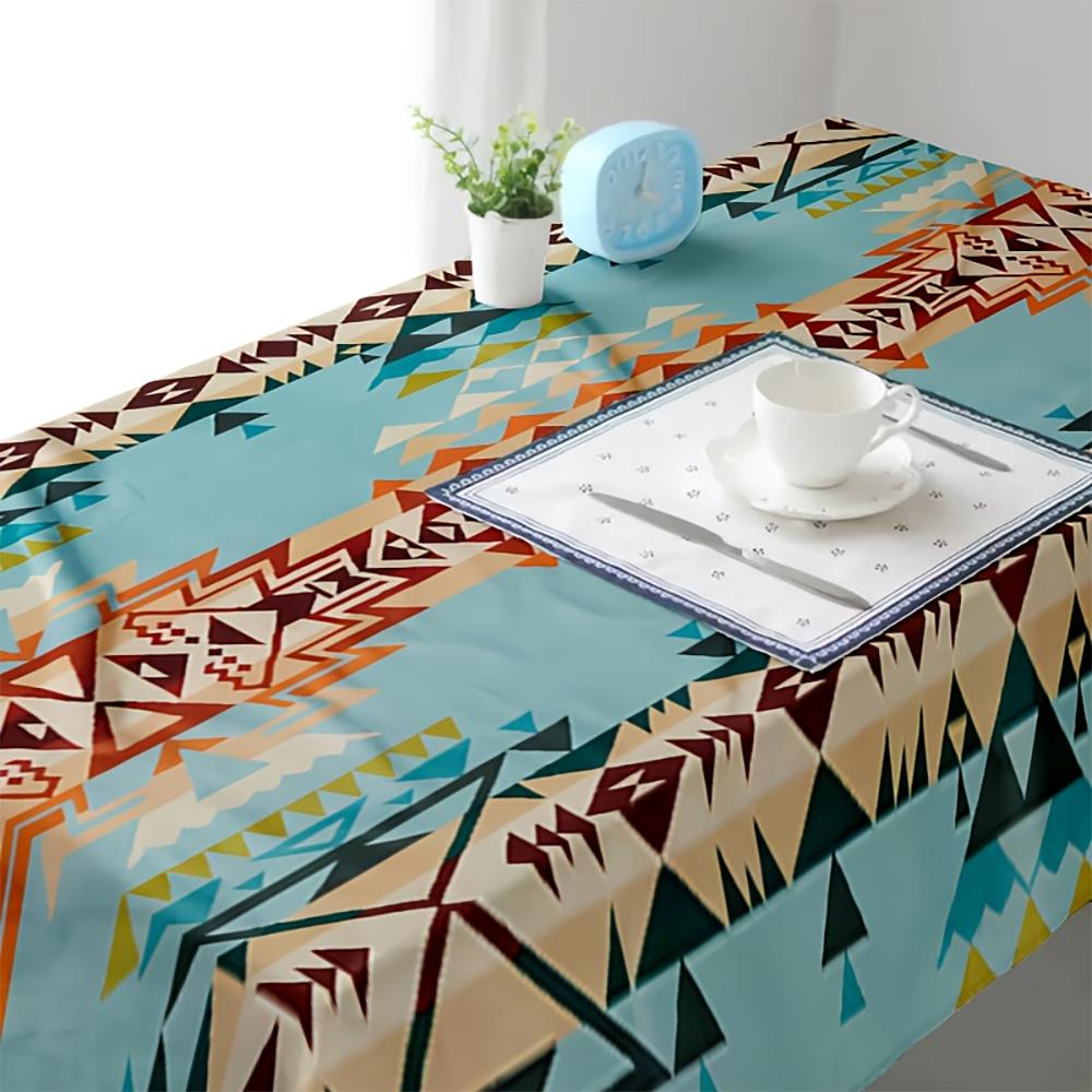 1pc Boho Geometric Aztec Tablecloth, Farmhouse Dining Table Cover for Kitchen Dining Room Party Decor