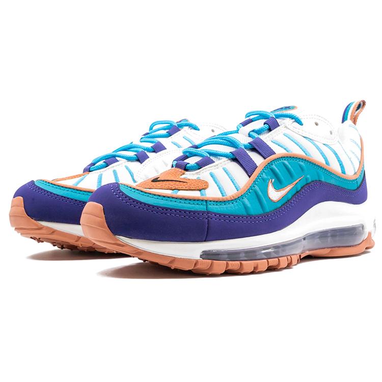 Nike Air Max 98 Grade School 'Hornets' (Unisex) Court Purple / Terra Blush-Spirit Teal Kids' Running Shoes BV4872 500