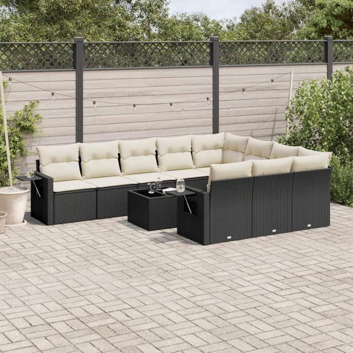 VidaXL Garden Lounge Set with Cushions 11 Pcs, Patio Sofas, Patio Furniture Set, Outdoor Furniture, Black 3220695