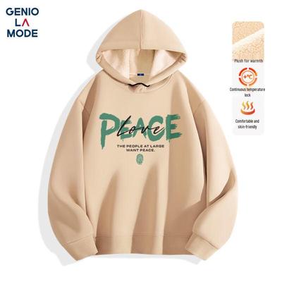 GENIOLAMODE Men's Lamb Wool Lined Hooded Sweatshirt