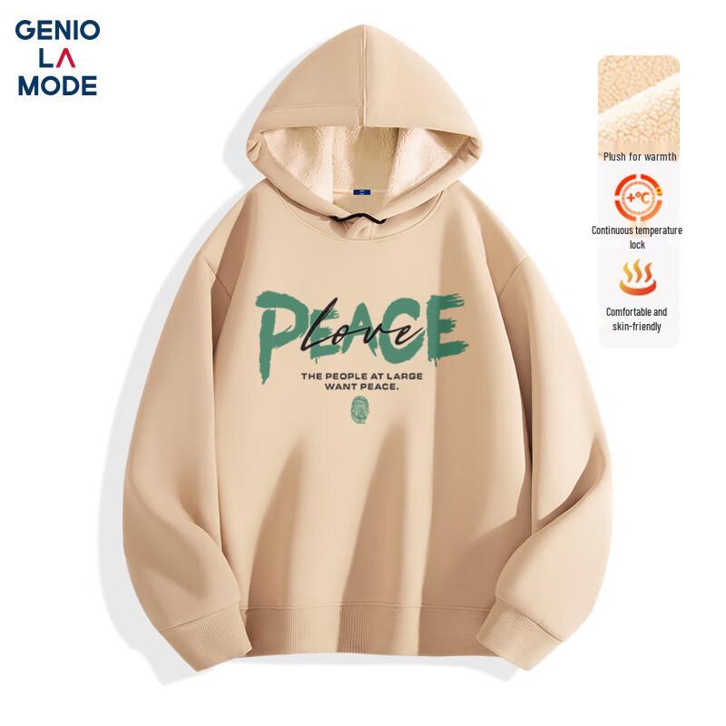GENIOLAMODE Мужской худи с капюшоном на подкладке из овечьей шерсти 3XL хаки