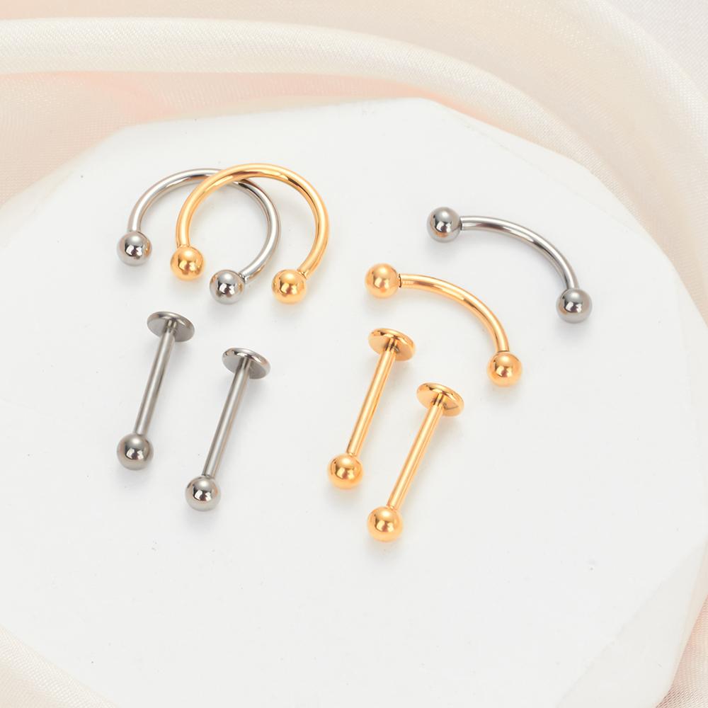 10 Stück Augenbrauen Piercing Schmuck Labret Lippenstecker G23 Titan Septum Piercing Nasenring C-Stab Körperschmuck Für Frauen