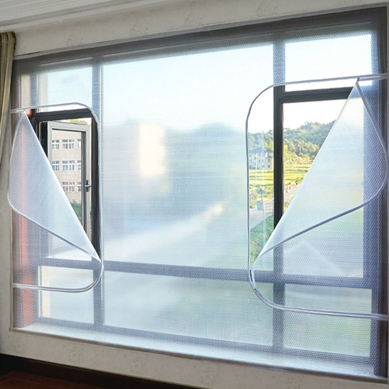 Window Winter  Heat Insulation Film Warm Double Layer Windproof Curtain With Zipper Self-Adhesive Window Heat Protection Film