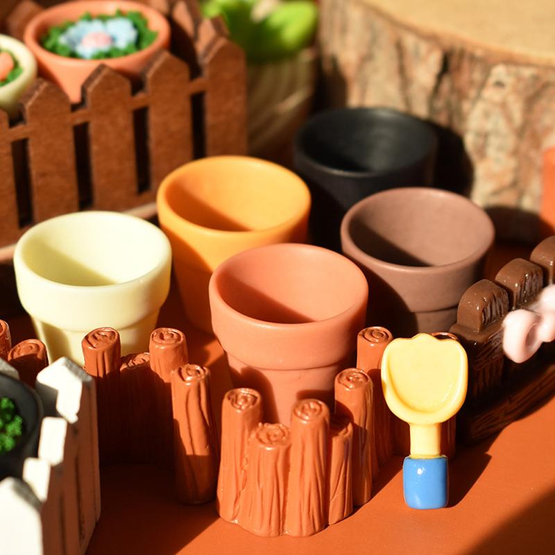 10Pcs Miniature Flower Resin Pots Clay Planter Terracotta Dollhouse Accessories Fairy Garden Pots Mini Flower Pots Planters
