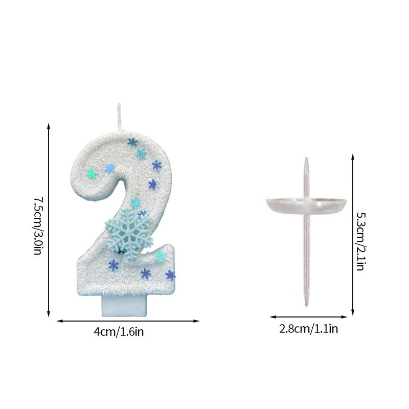 Digital Cake Candle Decoration Snowflake  Number Candles for  Girl Kid  Birthday Cake Topper  Baby Shower Christmas Party Decor