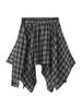 Xu Man Korean Retro Plaid Irregular Hem Tall Slimming Skirt for Women